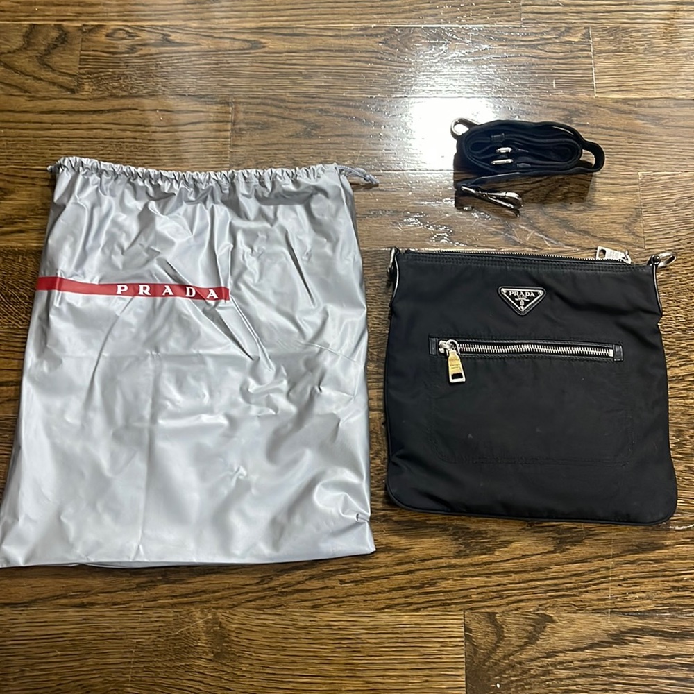 Prada Nylon Crossbody with Front Pocket Zipper